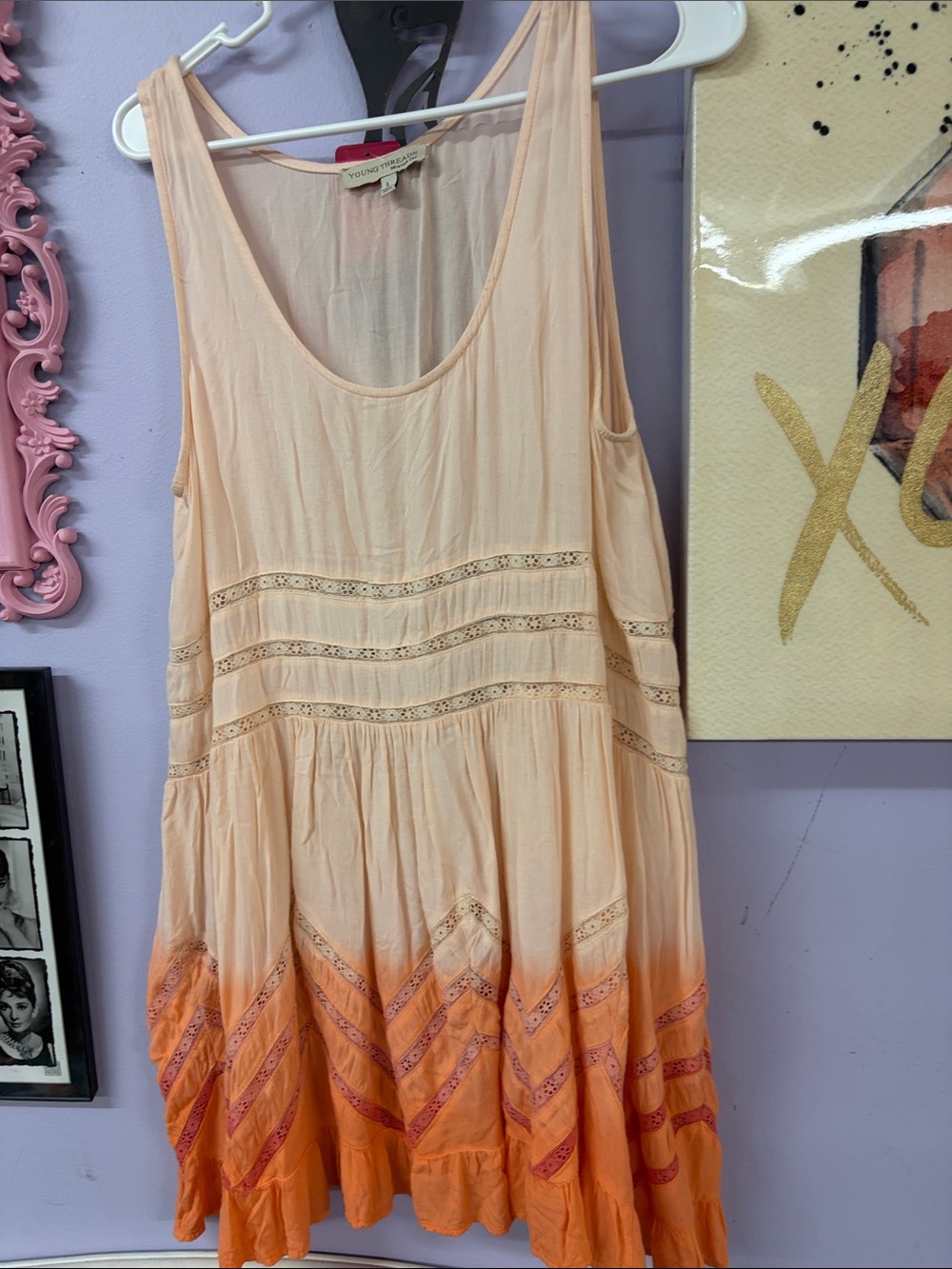 Young Fabulous & Broke Peach-Orange Ombre Sleeveless Tunic Dress